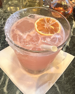 A pink cocktail